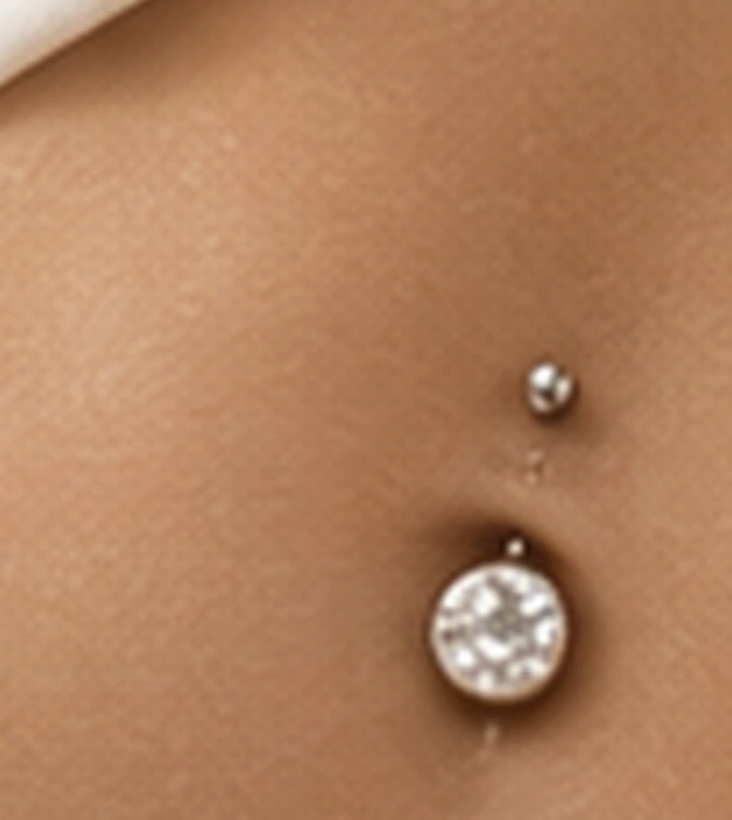 Referencia visual de piercing en el ombligo